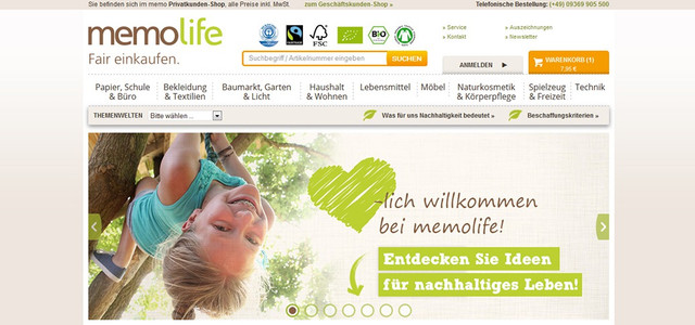 Nachhaltiger Shop: www.memolife.de